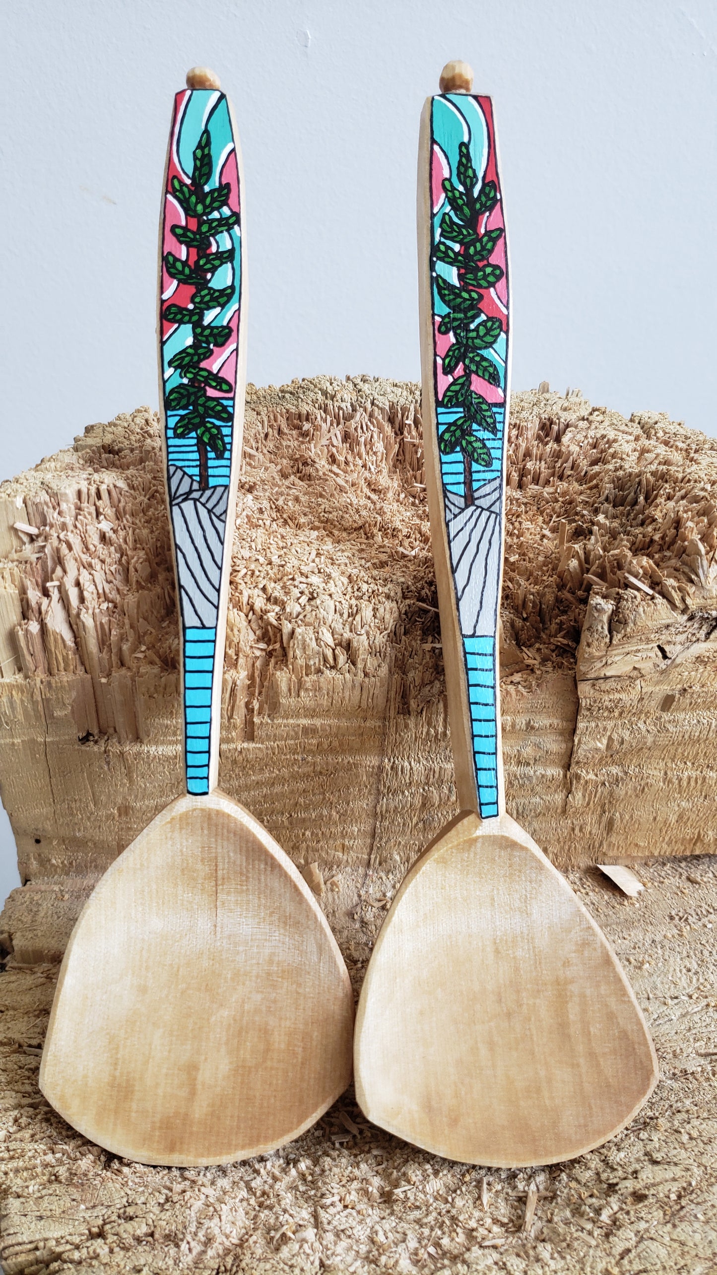 Hand Painted Salad Server Set 2