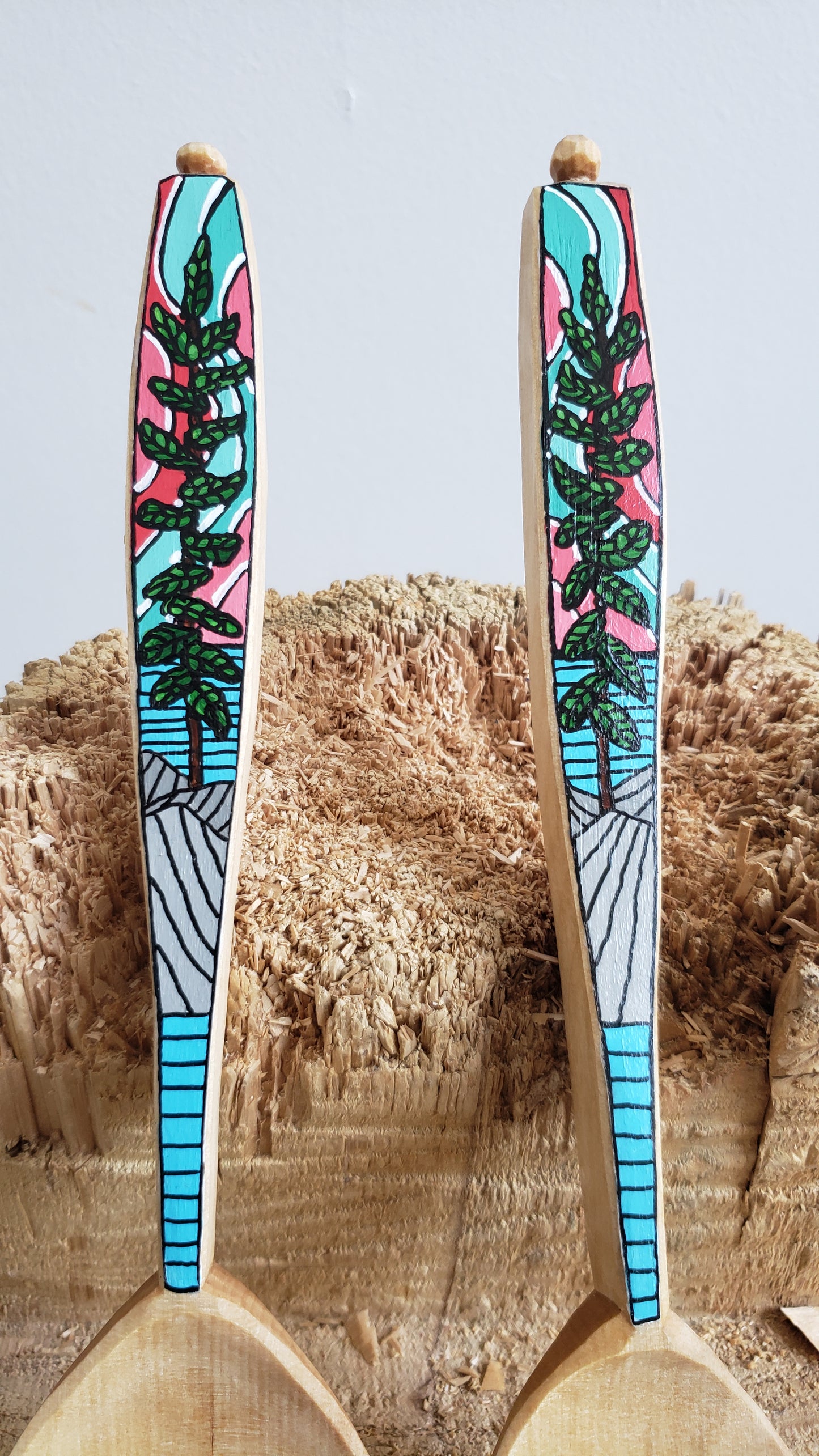 Hand Painted Salad Server Set 2